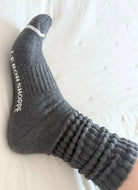 Le Bon Shoppe Ballet Socks in Charcoal Shown on Foot