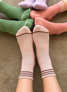 Le Bon Shoppe Girlfriend Socks in Bellini Shown on Feet