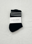 Le Bon Shoppe Girlfriend Socks in Black Shown in Packaging