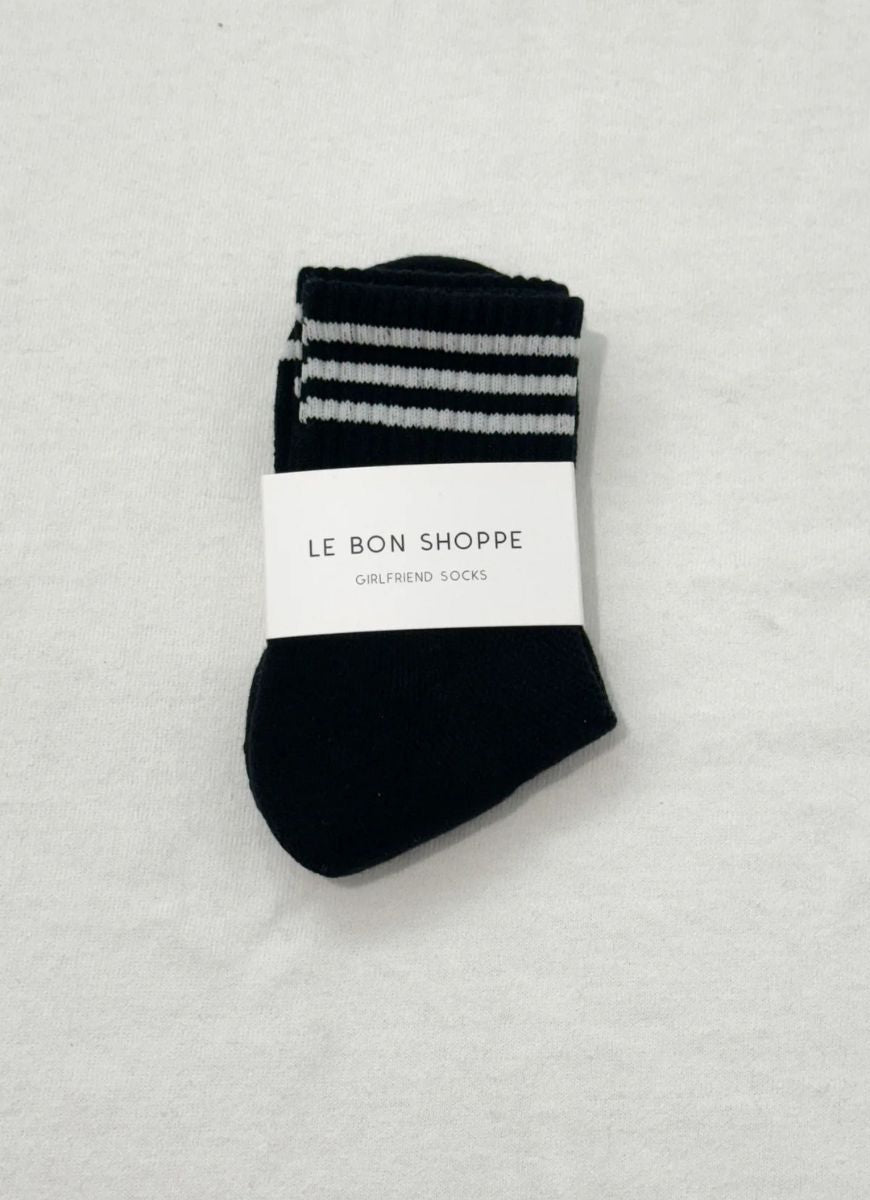 Le Bon Shoppe Girlfriend Socks in Black Shown in Packaging