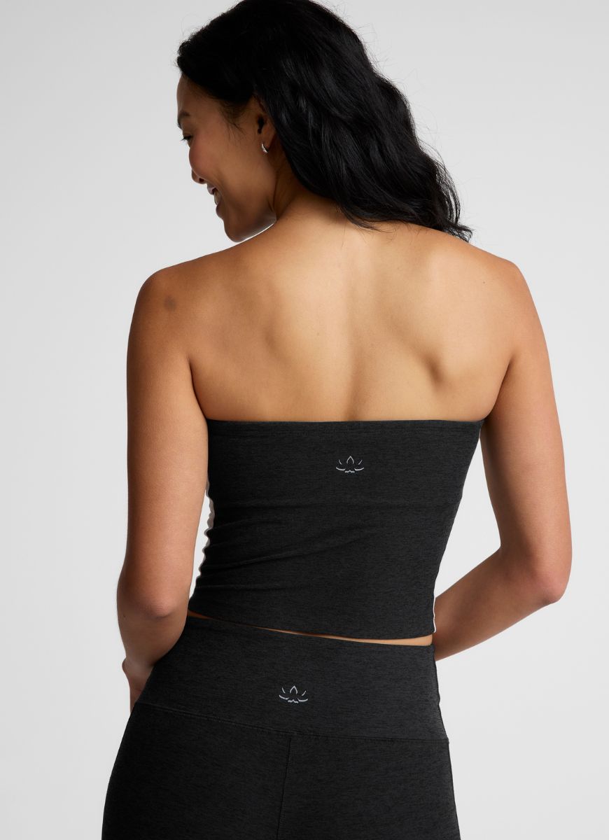 Beyond Yoga Spacedye Line Up Strapless Cropped Top Back View