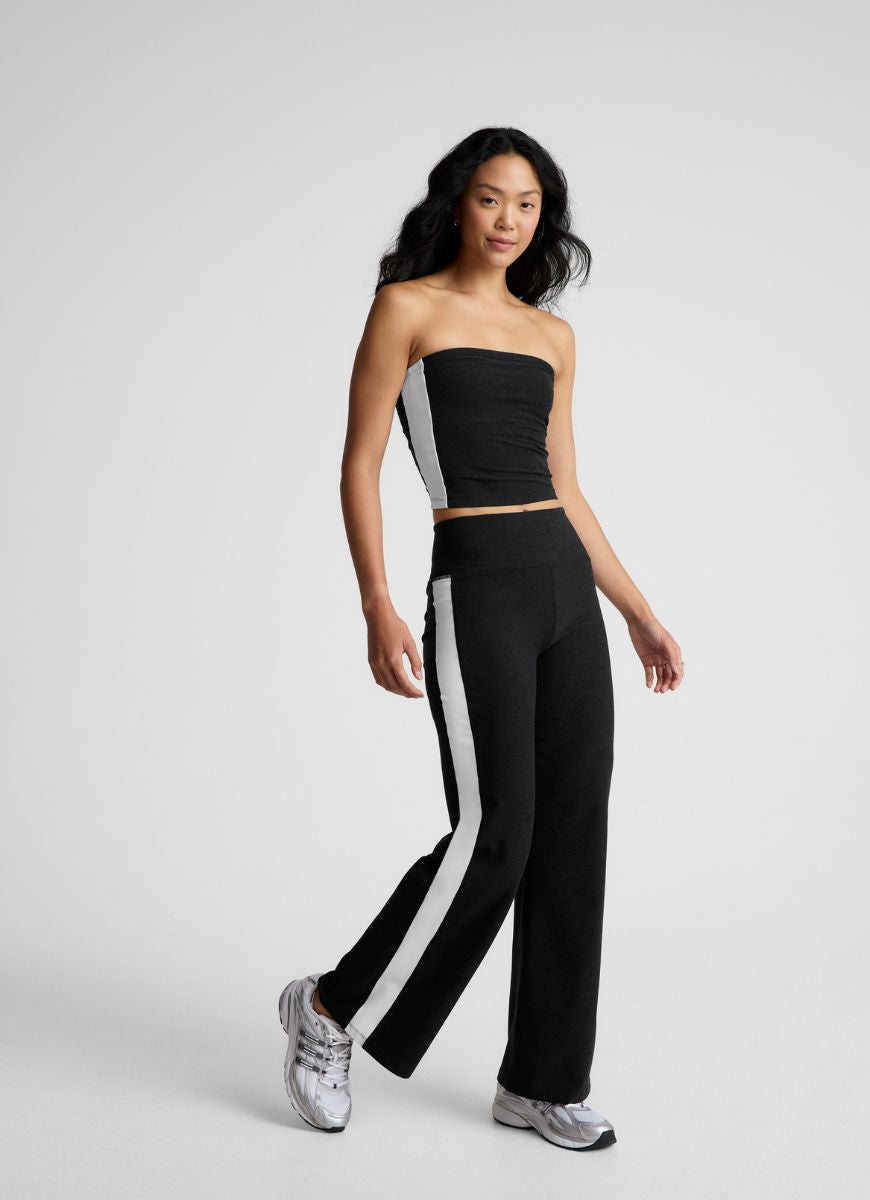 Beyond Yoga Spacedye Line Up Strapless Cropped Top Full Length Front View