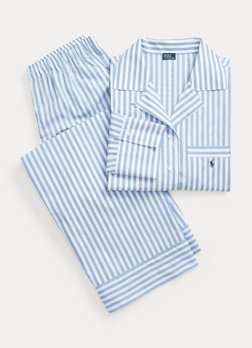 Polo Ralph Lauren Long Sleeve PJ Set in White Cloud Hydrangea Product Shot View