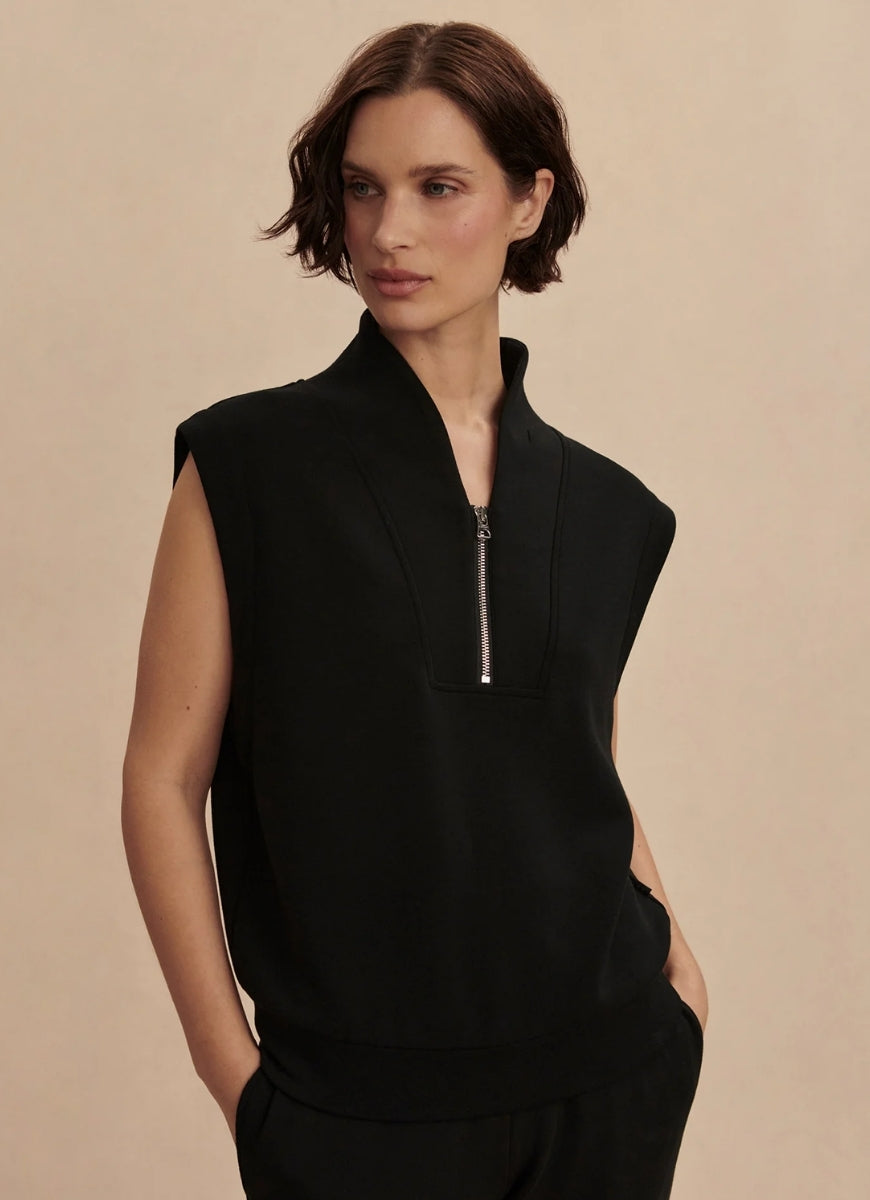 Varley Loretta Sleeveless Half Zip in Black