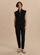Varley Loretta Sleeveless Half Zip in Black Full Length Front View