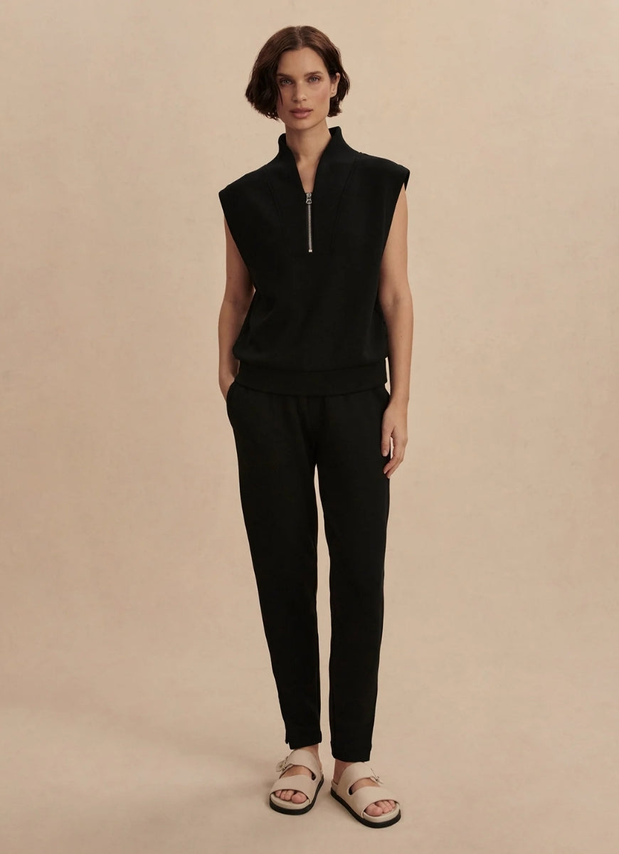 Varley Loretta Sleeveless Half Zip in Black Full Length Front View