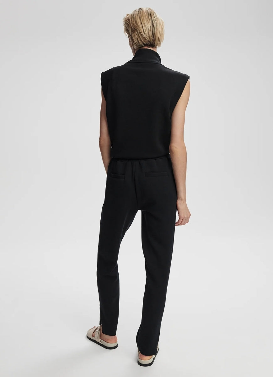 Varley Loretta Sleeveless Half Zip in Black Full Length Back View