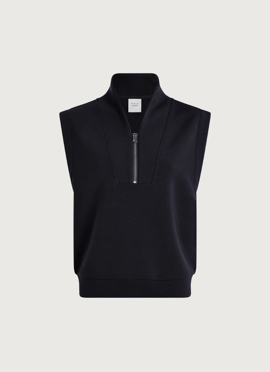 Varley Loretta Sleeveless Half Zip in Black Product Shot View