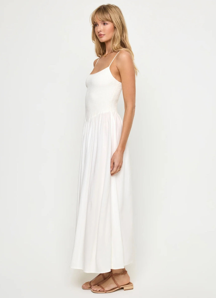 LSPACE Misha Midi Dress in Cream Full Length Side View