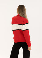 Lyla + Luxe Benson Mockneck Sweater in Red Back View