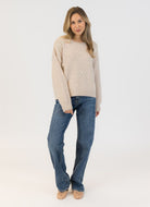 Lyla + Luxe Bows Crewneck Pullover Sweater in Beige Alternate Front View