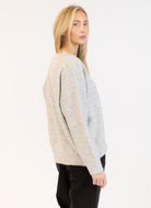 Lyla + Luxe Heart Pullover Sweater in Light Grey/Blue Side View