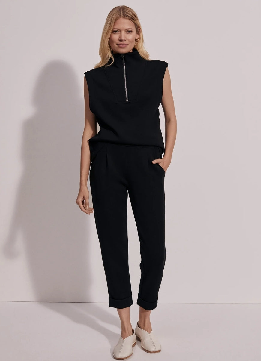 Varley Magnolia Half Zip Tank in Black Full Length Front View