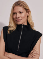 Varley Magnolia Half Zip Tank in Black Close Up Front View