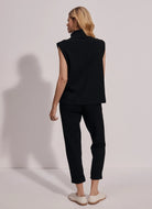 Varley Magnolia Half Zip Tank in Black Full Length Back View