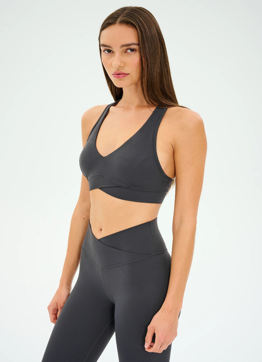 Splits59 Mia Rigor Sports Bra in Graphite Angled Side View