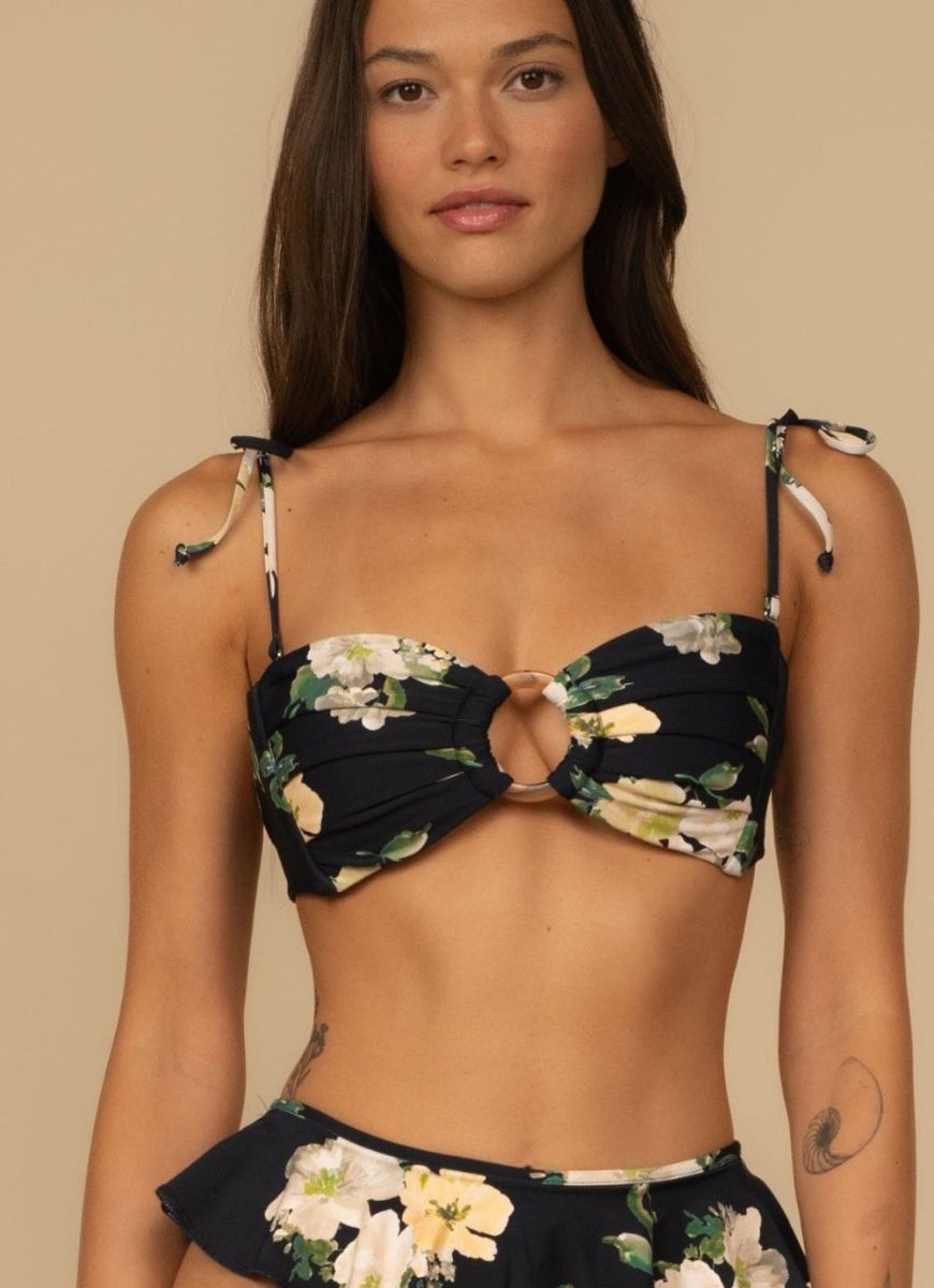 Montce Liz Floral Tori Ties Bandeau Bikini Top
