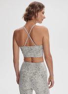 Varley Move Irena Sports Bra in Ivory Textured Snake Back View