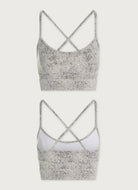 Varley Move Irena Sports Bra in Ivory Textured Snake Product Shot View