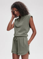 Varley Ollie High Rise Short 3.5” in Shadow Side View With Hand in Pocket