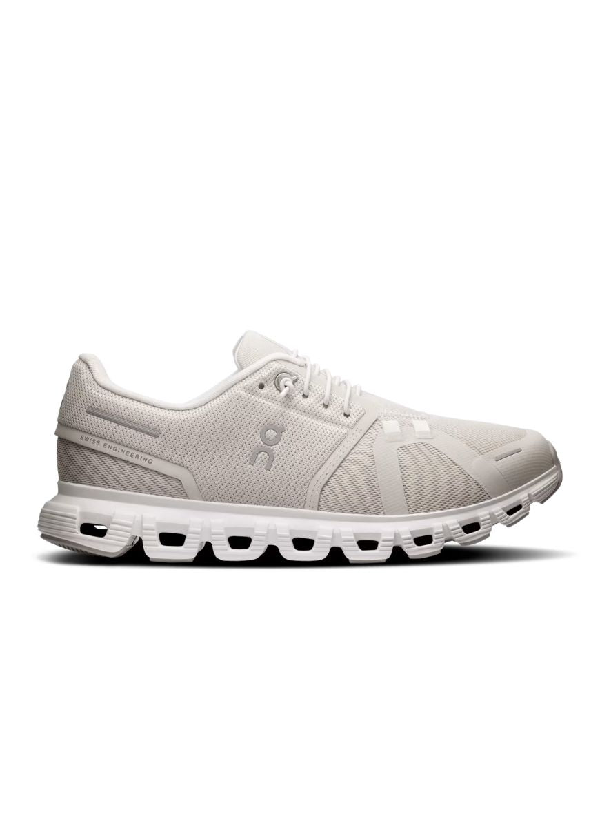 On Women's Cloud 6 Sneaker in Pearl/White