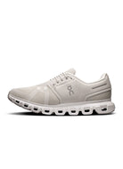 On Women's Cloud 6 Sneaker in Pearl/White Side View