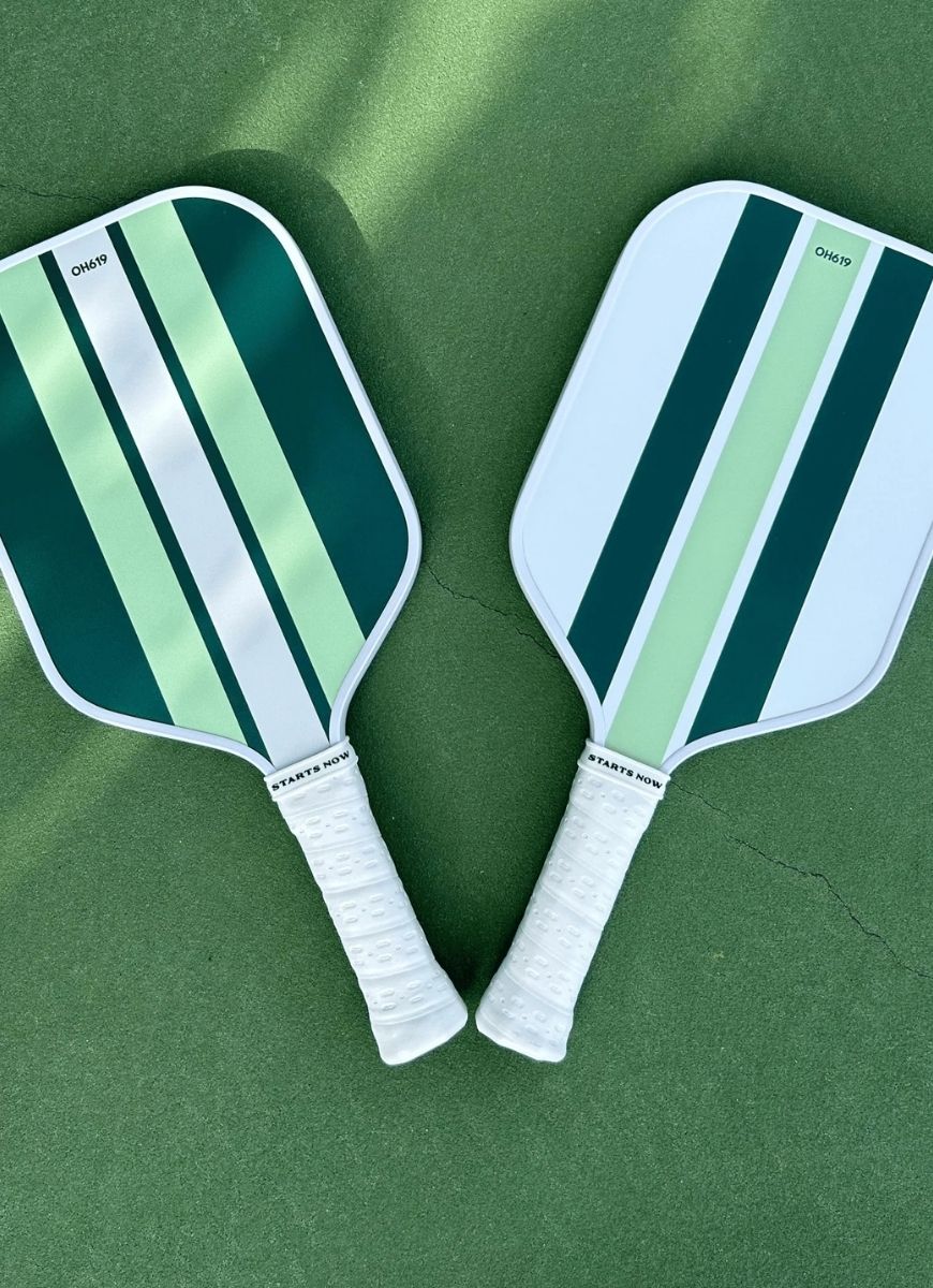 On Holiday Performance Lime Pickleball Paddle Top View of 2 Shown Laying Flat