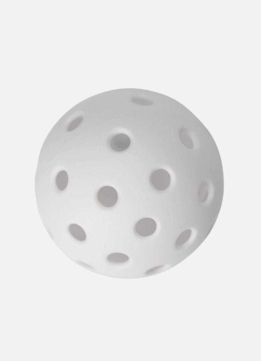 On Holiday White Pickleball Balls Close Up of 1 Ball