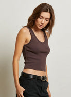 perfectwhitetee Blondie Tank Top in Cocoa Powder Side View