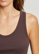 perfectwhitetee Blondie Tank Top in Cocoa Powder Close Up Front View