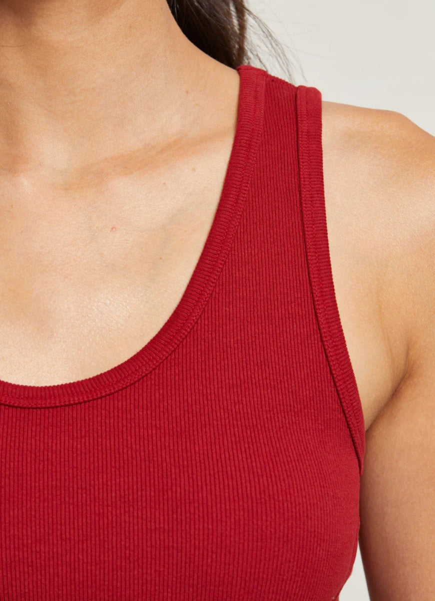 perfectwhitetee Blondie Tank Top in Maple Close Up Front View