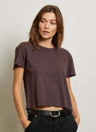 perfectwhitetee Harley Crew Tee in Cocoa Powder Front View