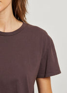 perfectwhitetee Harley Crew Tee in Cocoa Powder Close Up Front View
