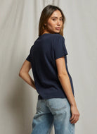 perfectwhitetee Harley Crew Tee in Navy Back View