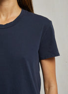 perfectwhitetee Harley Crew Tee in Navy Close Up Front View