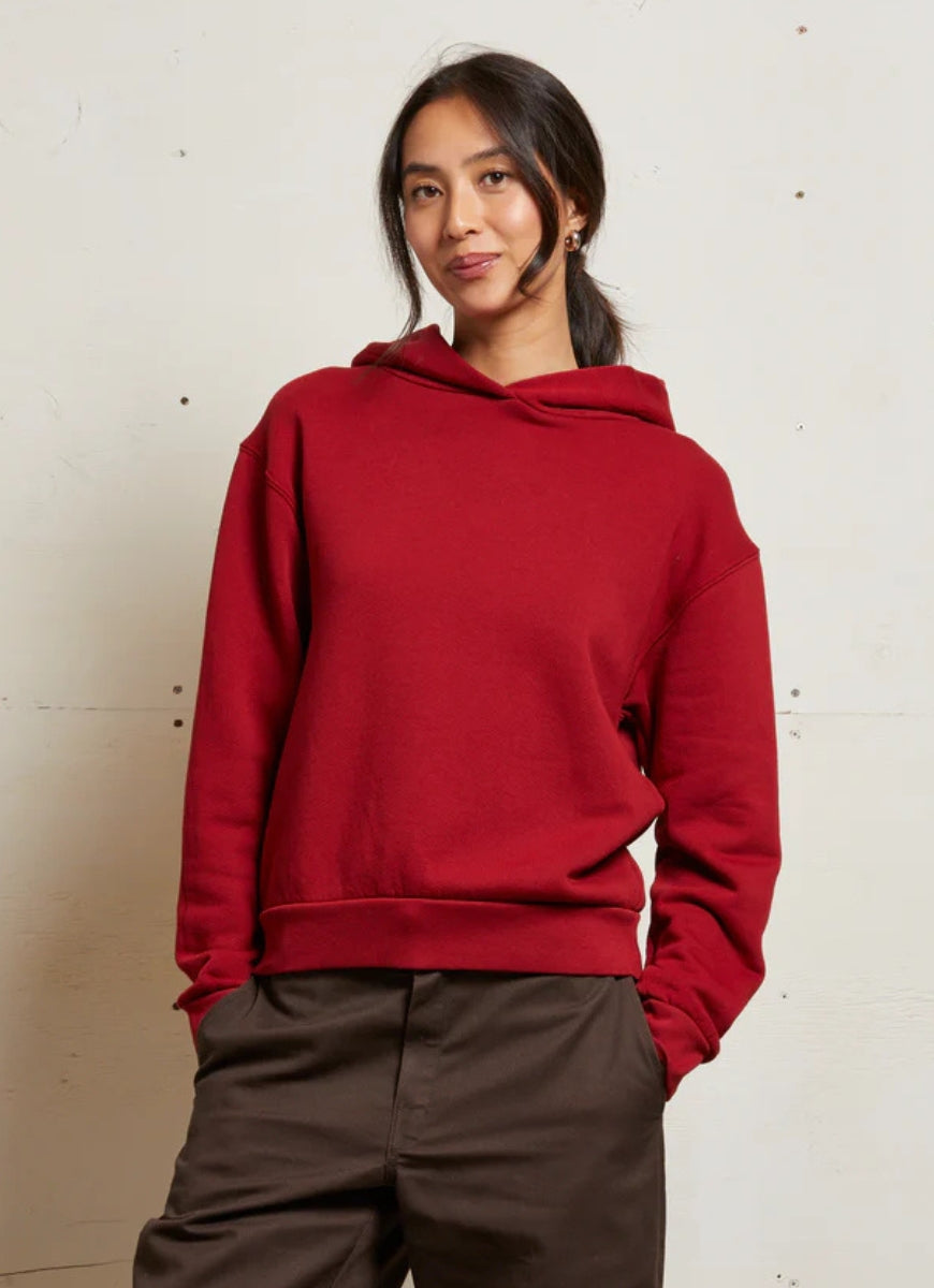 perfectwhitetee Women's Heart Hoodie in Maple Front View