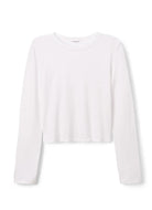 perfectwhitetee Jamie Long Sleeve Tee in White Product Shot View