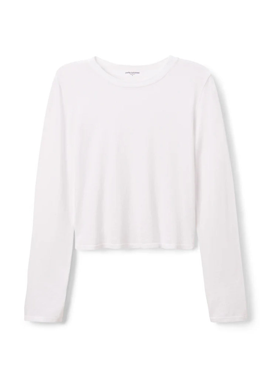 perfectwhitetee Jamie Long Sleeve Tee in White Product Shot View