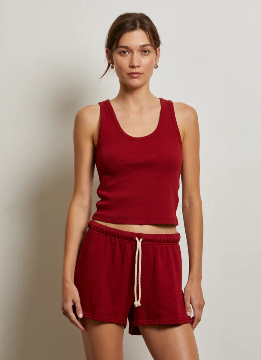 perfectwhitetee Layla French Terry Sweatshort in Maple Front View