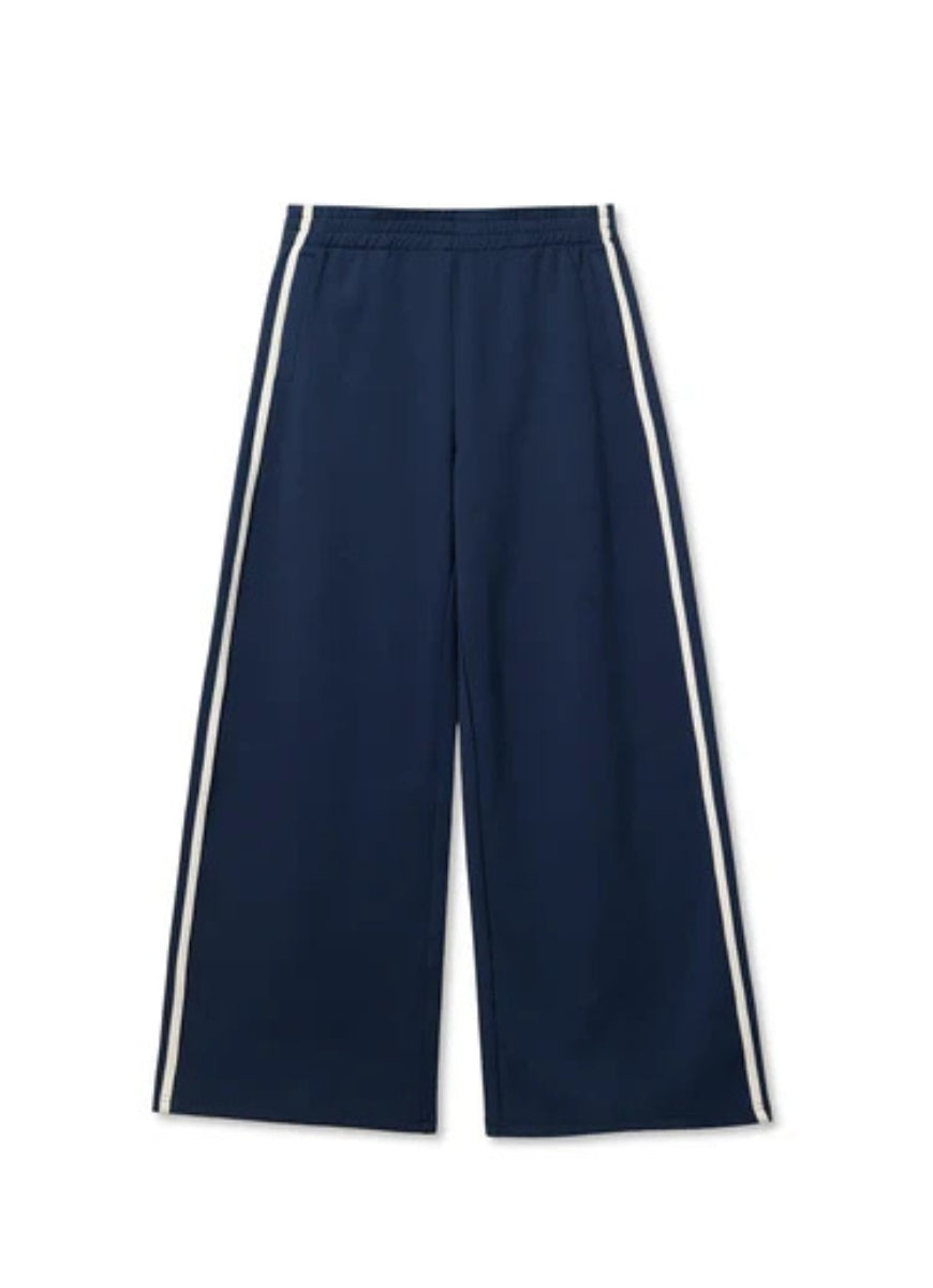 perfectwhitetee Mikos Wide Leg Pants in Navy Product Shot View