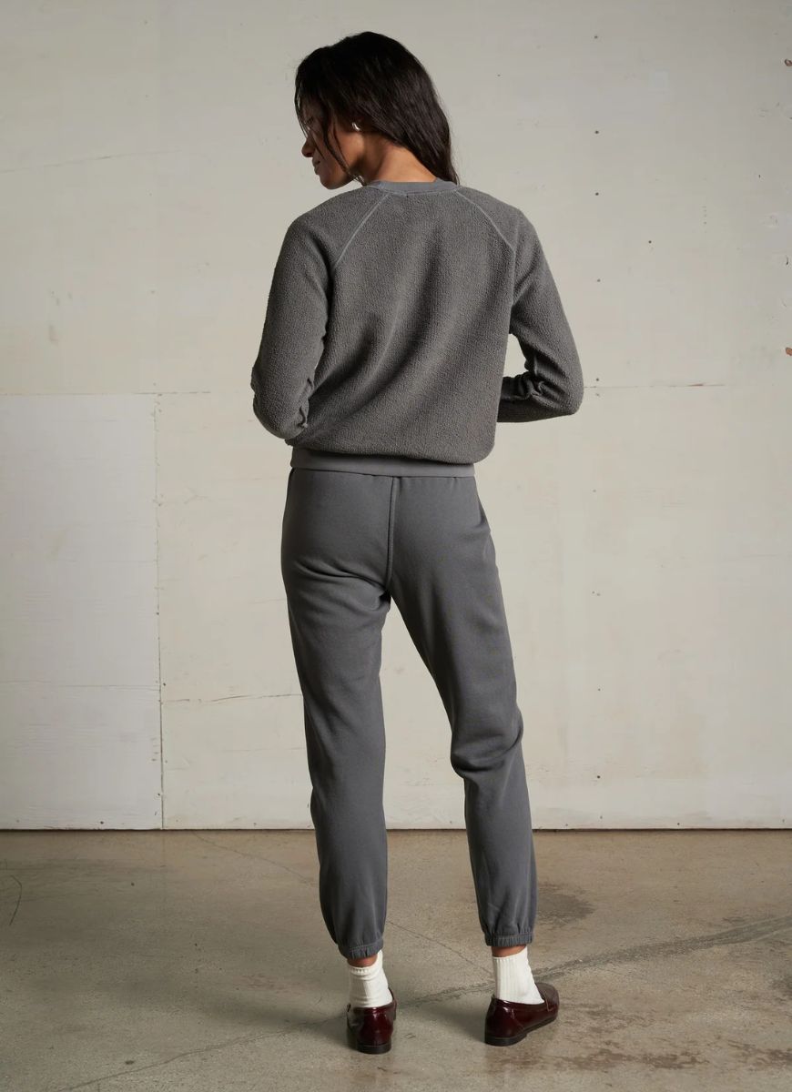 perfectwhitetee Ziggy Inside Out Sweatshirt in Charcoal Back View