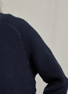 perfectwhitetee Ziggy Inside Out Sweatshirt in Navy Close Up Front View