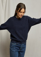 perfectwhitetee Ziggy Inside Out Sweatshirt in Navy Front View
