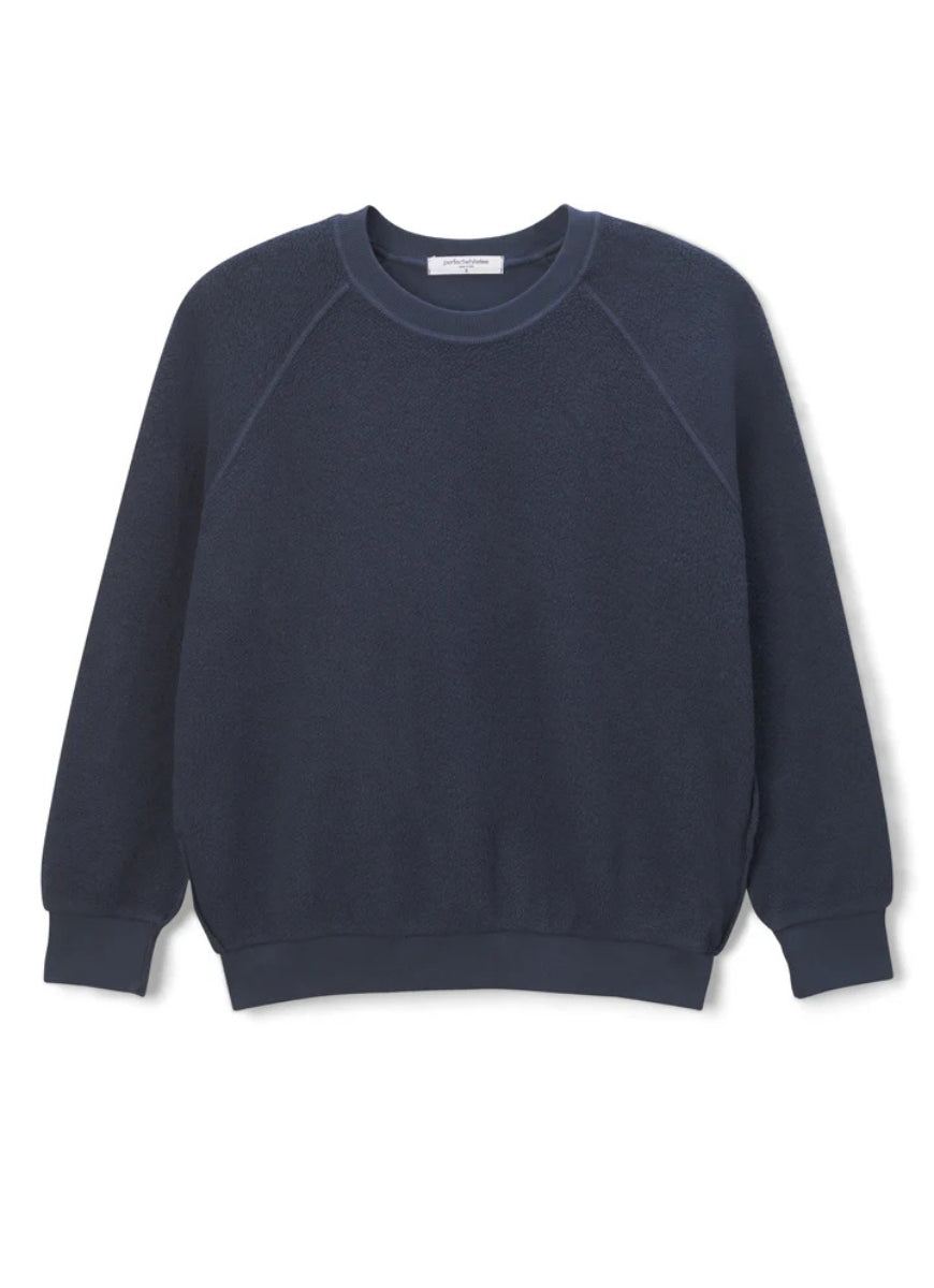 perfectwhitetee Ziggy Inside Out Sweatshirt in Navy Product Shot View