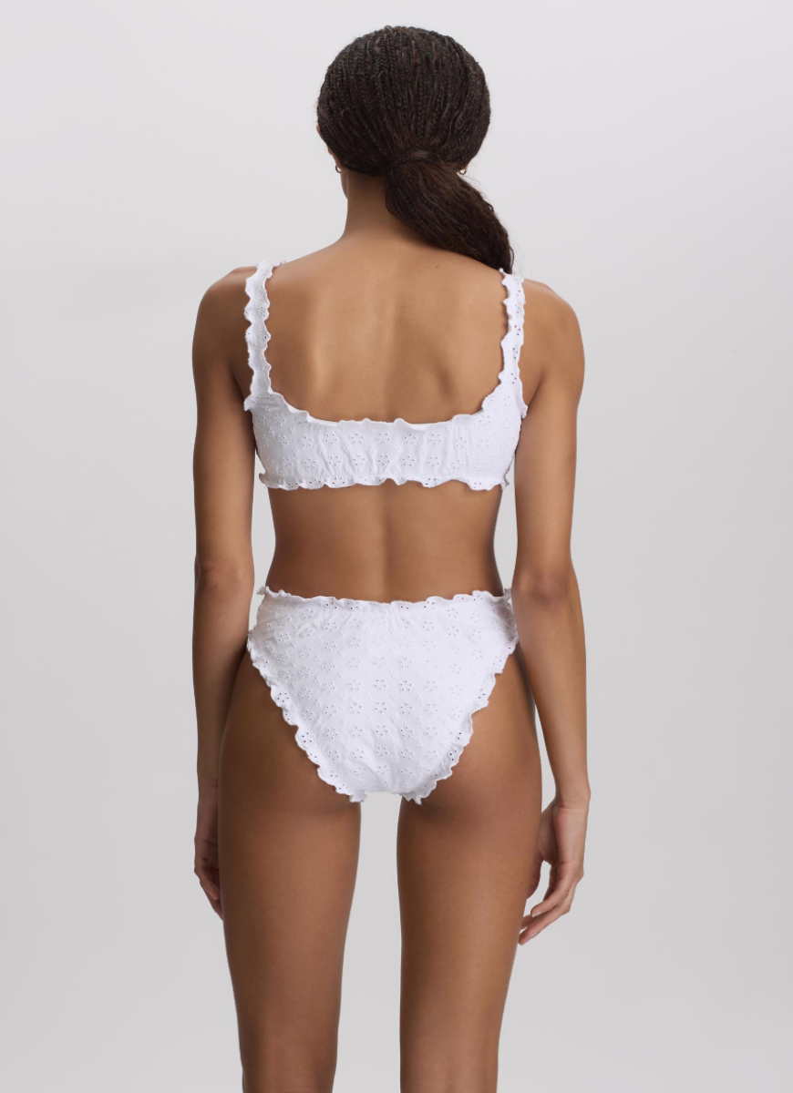 Polo Ralph Lauren Ruffle Kennedy Bikini Top Bralette in White Back View