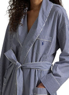 Polo Ralph Lauren Heritage Robe in White Cloud Beacon Blue Close Up Front View
