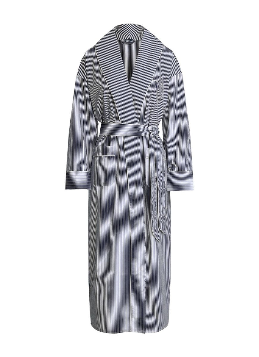 Polo Ralph Lauren Heritage Robe in White Cloud Beacon Blue Product Shot View