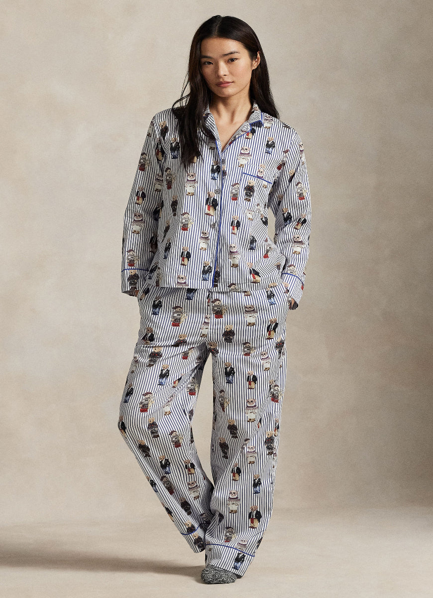 Polo Ralph Lauren Madison PJ Set Allover Bear in Snowfall Blue