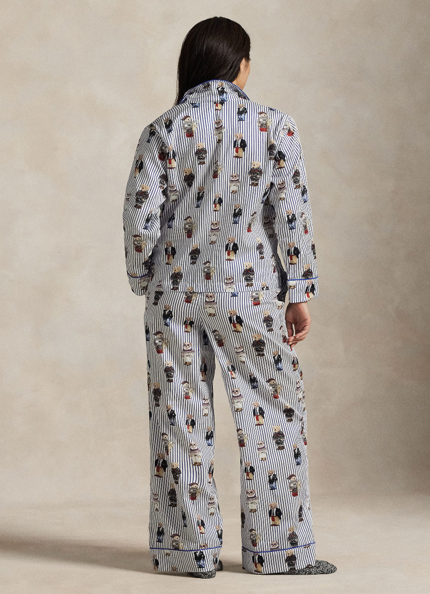 Polo Ralph Lauren Madison PJ Set Allover Bear in Snowfall Blue Full Length Back View