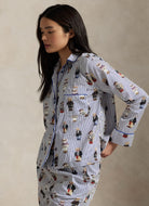 Polo Ralph Lauren Madison PJ Set Allover Bear in Snowfall Blue Side View